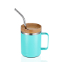 2021 Top Seller Stainless Steel Travel Tumbler 12oz Coffee Mug Wine Cup Coffee Mug With Handle and bamboo lid