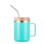 2021 Top Seller Stainless Steel Travel Tumbler 12oz Coffee Mug Wine Cup Coffee Mug With Handle and bamboo lid