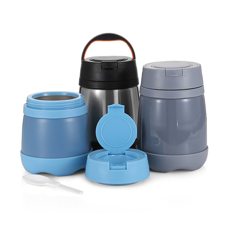 Everich folding spoon 350ML 500MLbagasse food container plastic Stainless Steel vacuum Storage Leak Proof  jar with handle
