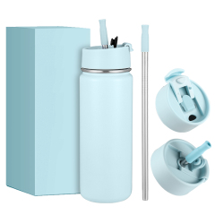 Thermo Flask Double Stainless Steel Insulated Water Bottle with Two Lids 18 Ounce Vacuum Sport Water Thermo Flask Double Stainless Steel Insulated Water Bottle with Two Lids 18 Ounce Vacuum Sport Water