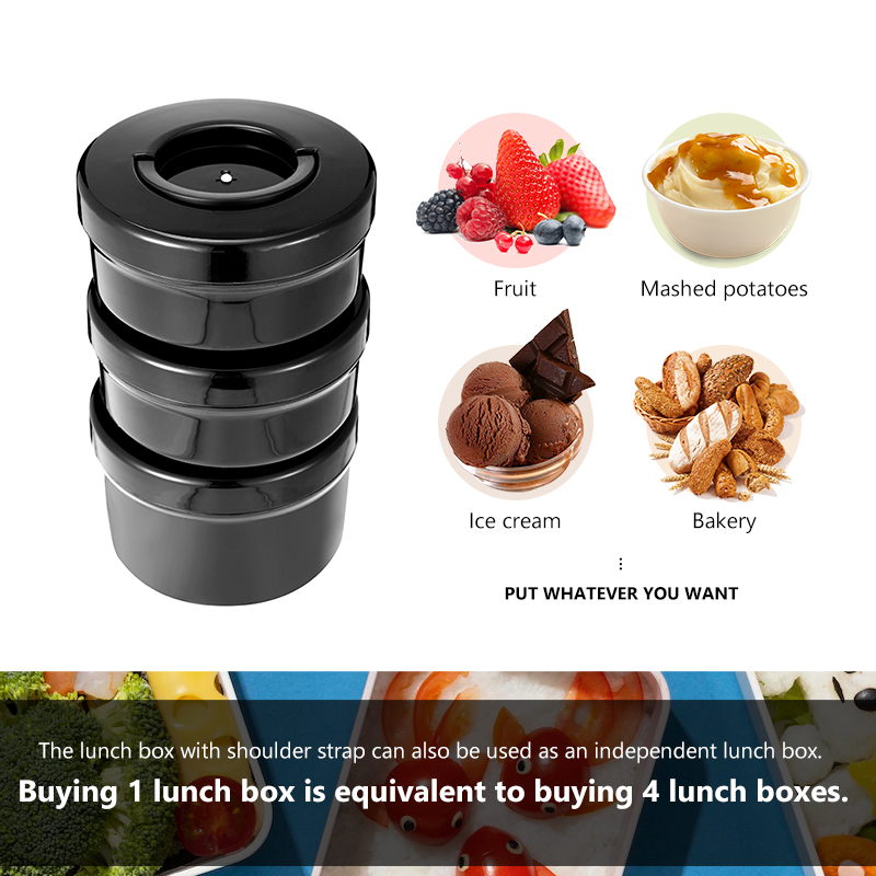 304 Stainless Steel Vacuum Insulated Lunch Box Thermal Food Container Lunch Containers 3 Layers Stacking Insulated Bento Box