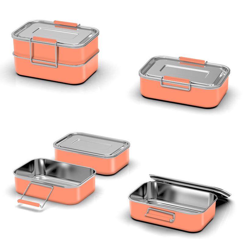 Food Grade Bento Box Food Storage Tiffin Box Leakproof Food Container Rectangle 18/8 Stainless Steel Lock And Lock Lunch Box