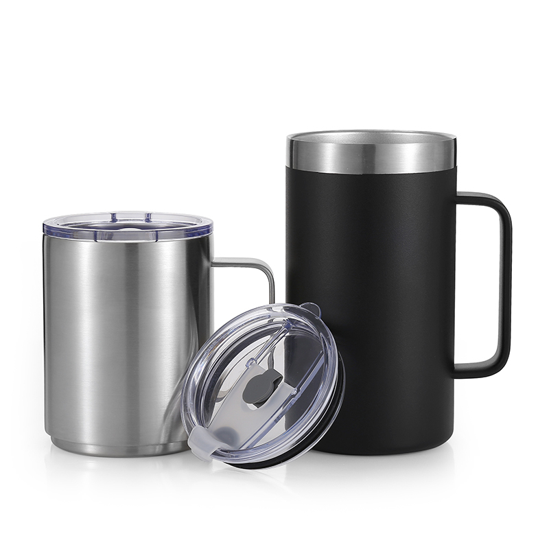 24oz Insulated Coffee Mug Vacuum Travel Mug Double Wall 304 Stainless Steel Tumbler Wat Cups With Sliding Lid/Handle In Bulk