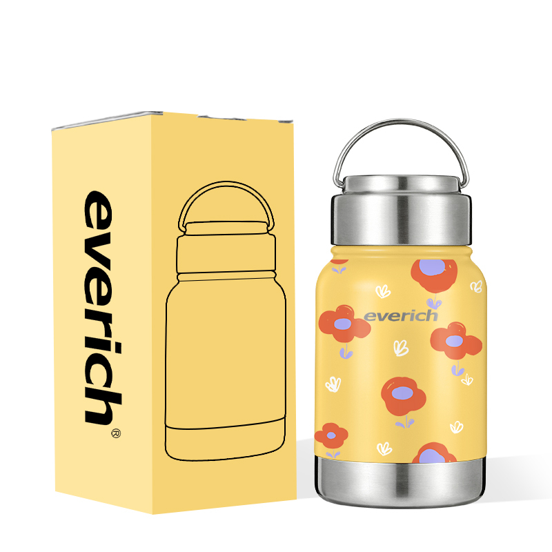 Custom Logo Sport Drinking 350ml Stainless Steel Insulated Vaccum Flasks Water Bottles with Handle Lid