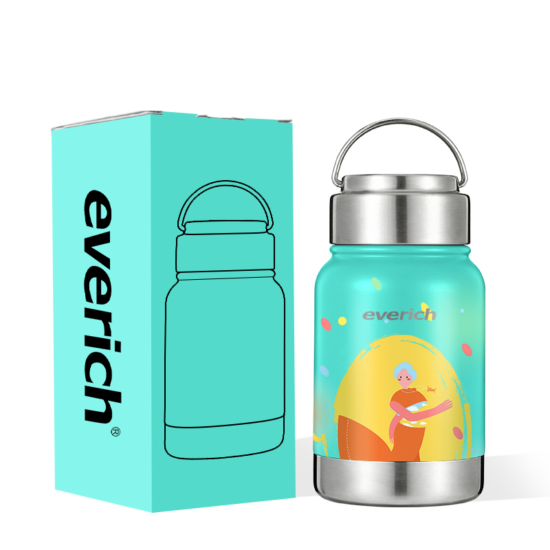 Custom Logo Sport Drinking 350ml Stainless Steel Insulated Vaccum Flasks Water Bottles with Handle Lid