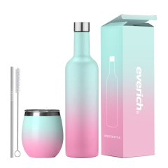 Custom Logo Stainless Steel Vacuum Flask Insulated Wine Glasses Stainless Steel Wine Tumbler Wine Bottle Set with Lid Custom Logo Stainless Steel Vacuum Flask Insulated Wine Glasses Stainless Steel Wine Tumbler Wine Bottle Set with Lid