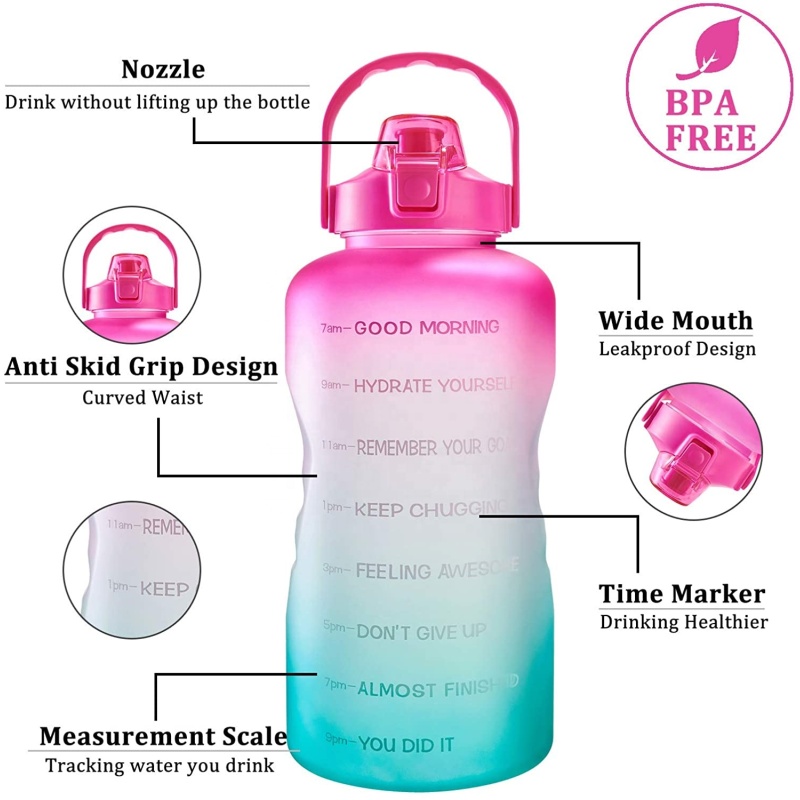 Large Capacity 1500ML BPA Free Wide Mouth Half Gallon Water Jug Plastic GYM Water Bottle With Time Marker