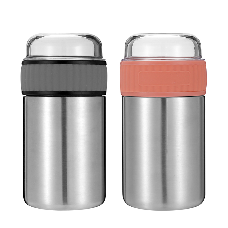2021 double wall lunch box custom logo pattern vacuum storage stainless steel insulated Food jar with pp lid kids
