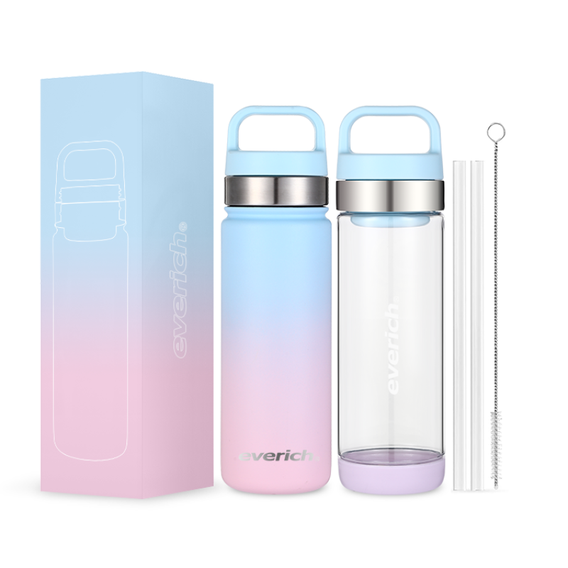 Cartoon Pattern OEM Custom Wide Mouth 18oz Stainless Steel Thermos Vacuum Insulated Sports Water Bottle with Handle Cover