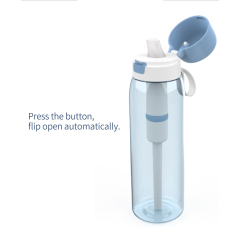 Outdoor Portable 26oz/769ml Carbon Fiber Tap Water Filter Tritan Water Filter Bottle with Straw and Cover for Daily Use