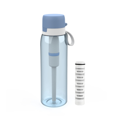 Outdoor Portable 26oz/769ml Carbon Fiber Tap Water Filter Tritan Water Filter Bottle with Straw and Cover for Daily Use