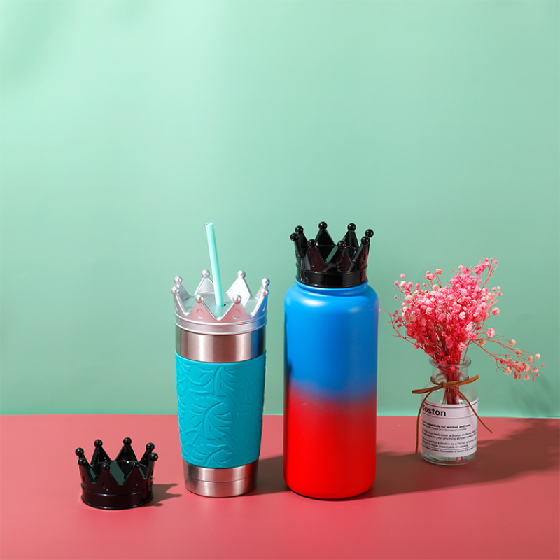 20oz straight double wall stainless steel thumbler stainless steel tumbler cups with straws and crown lid