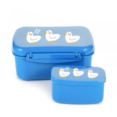 Outdoor Portable OEM Logo Printing Blue Small Big Size Two Sides Buckled School Student Plastic PP Bento Lunch Box for Kids