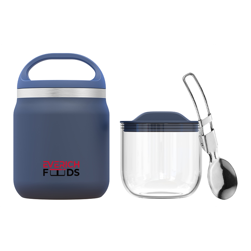 Microwavable tritan or glass small containers stainless steel vacuum flask insulated thermos 16 oz food jar with spoon