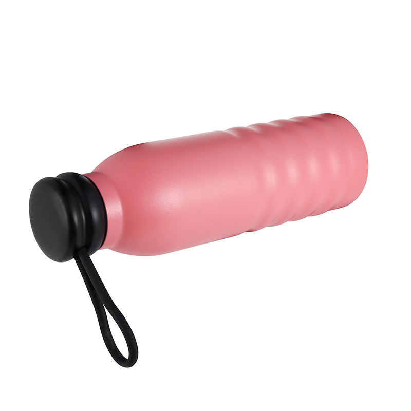 Portable OEM Color Printing Horizontal Stripes Pink Double Wall Stainless Steel Drinking insulated Thermos Vaccumm Water Bottle