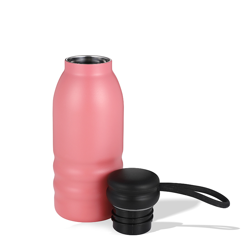 Portable OEM Color Printing Horizontal Stripes Pink Double Wall Stainless Steel Drinking insulated Thermos Vaccumm Water Bottle