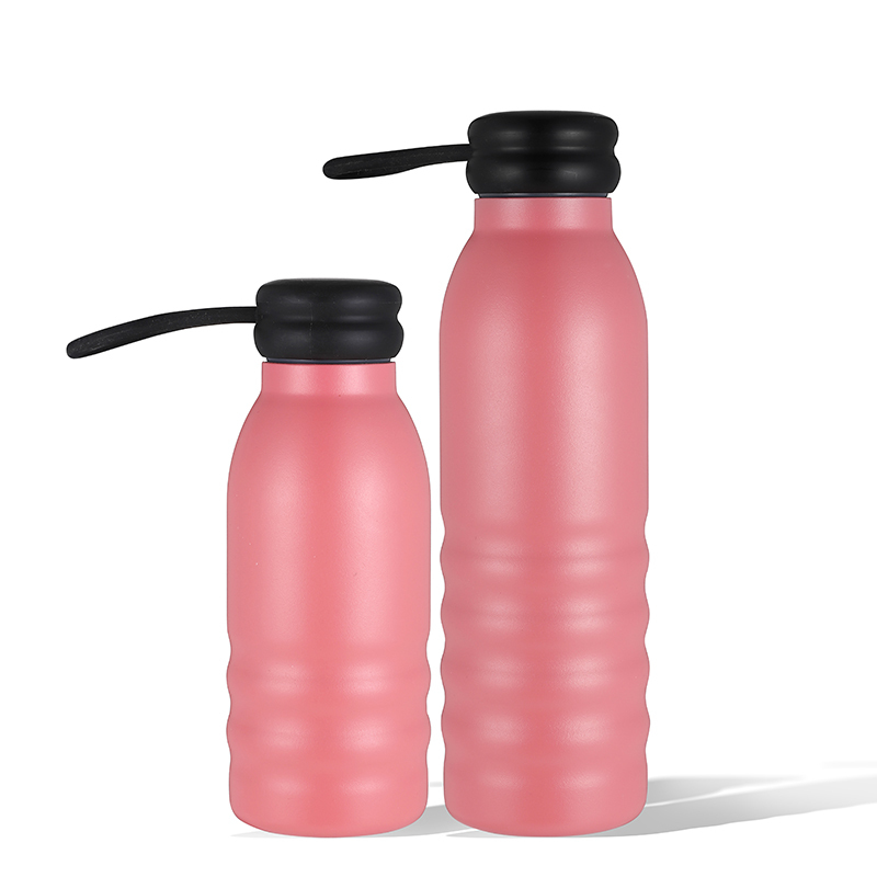 Portable OEM Color Printing Horizontal Stripes Pink Double Wall Stainless Steel Drinking insulated Thermos Vaccumm Water Bottle