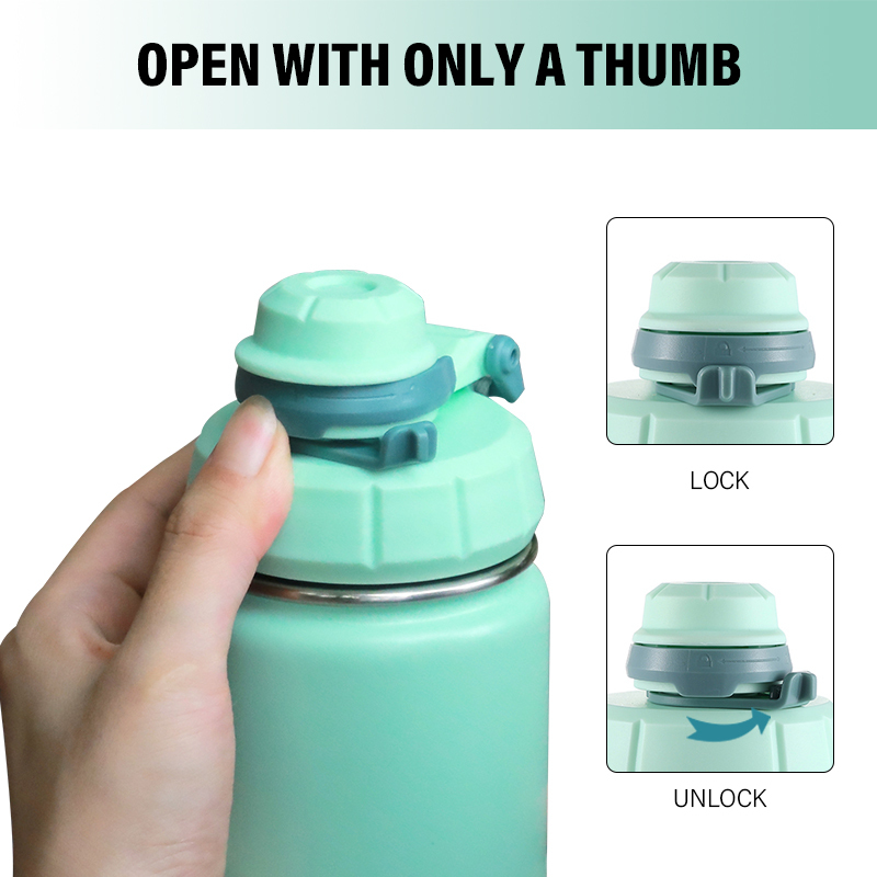 32 oz Wide Mouth Thermal Stainless Steel Insulated Travel Water Bottles with Locking Lid Handle Easy Carry for Outdoor