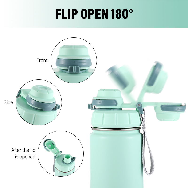 32 oz Wide Mouth Thermal Stainless Steel Insulated Travel Water Bottles with Locking Lid Handle Easy Carry for Outdoor
