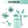 32 oz Wide Mouth Thermal Stainless Steel Insulated Travel Water Bottles with Locking Lid Handle Easy Carry for Outdoor
