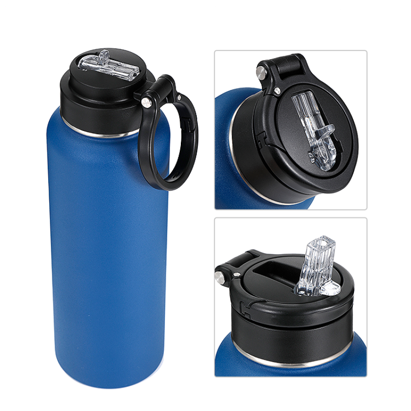 Everich New Design Keep Warm Cold Wide Mouth Double Wall 304 Stainless Steel Vaccum Flasks Water Bottles with Handle Lid