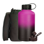 Black carry shoulder bag powder coated double wall stainless steel vacuum insulated water bottles for sports camping