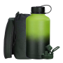 Black carry shoulder bag powder coated double wall stainless steel vacuum insulated water bottles for sports camping
