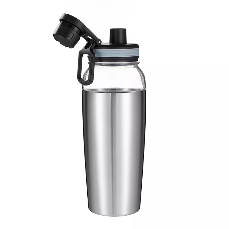 2022 new design 20oz double wall stainless steel food grade BPA free sports water bottle with Spout Lid