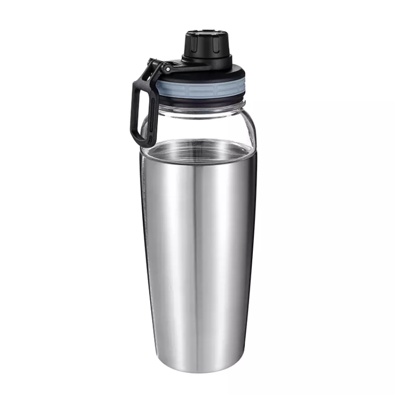 2022 new design 20oz double wall stainless steel food grade BPA free sports water bottle with Spout Lid