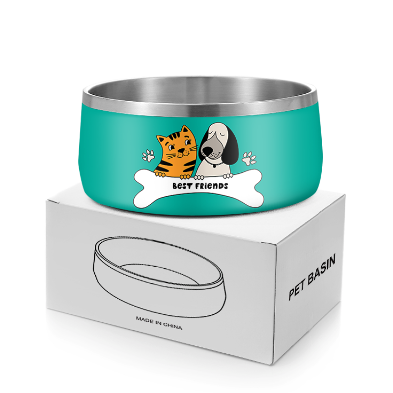 everich stainless steel pet's food container smooth dog/cat round bowl
