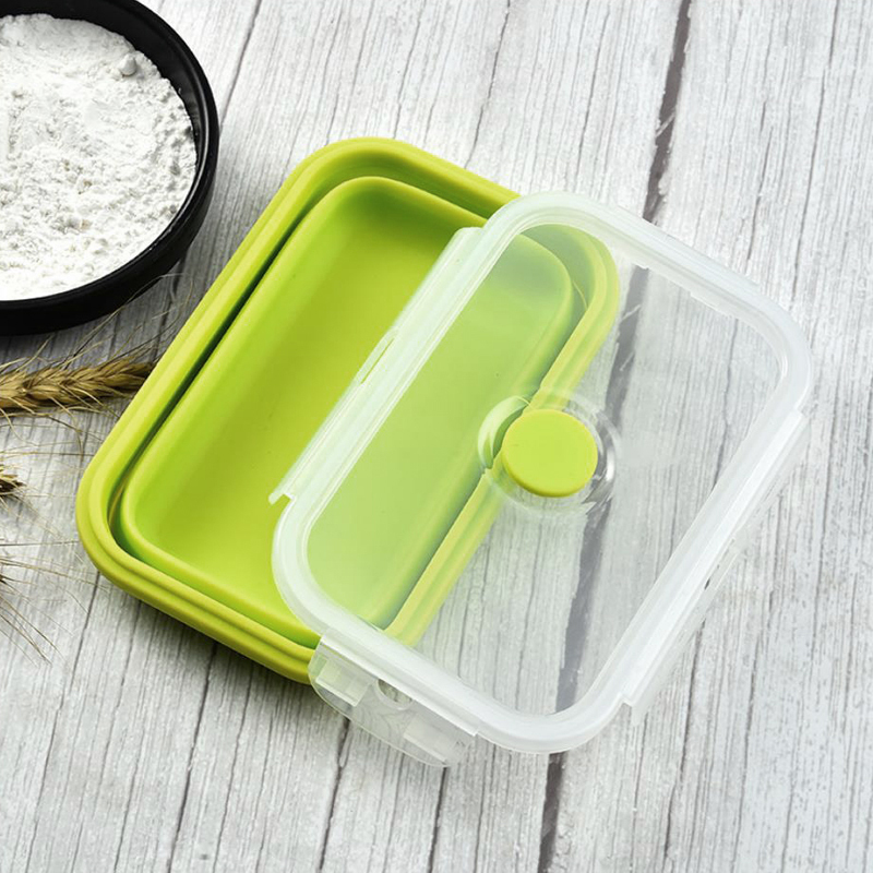 4 Pack Airtight Collapsible Food Container Portable Storage Microwave Safe Bento Foldable Silicone Lunch Box