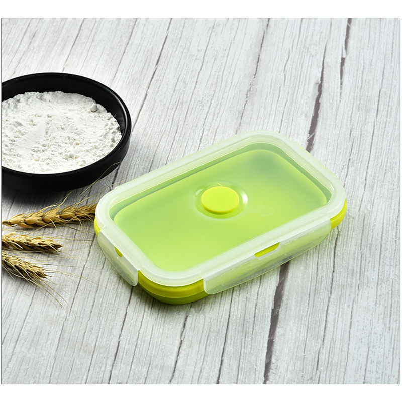 4 Pack Airtight Collapsible Food Container Portable Storage Microwave Safe Bento Foldable Silicone Lunch Box