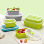 4 Pack Airtight Collapsible Food Container Portable Storage Microwave Safe Bento Foldable Silicone Lunch Box