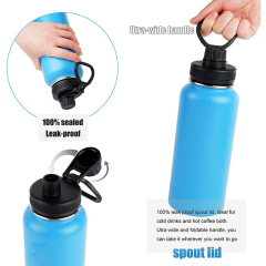 Water bottle with carry bag and cleaning insulated vacuum stainless steel metal bottle water with straw lid set