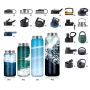 Water bottle with carry bag and cleaning insulated vacuum stainless steel metal bottle water with straw lid set