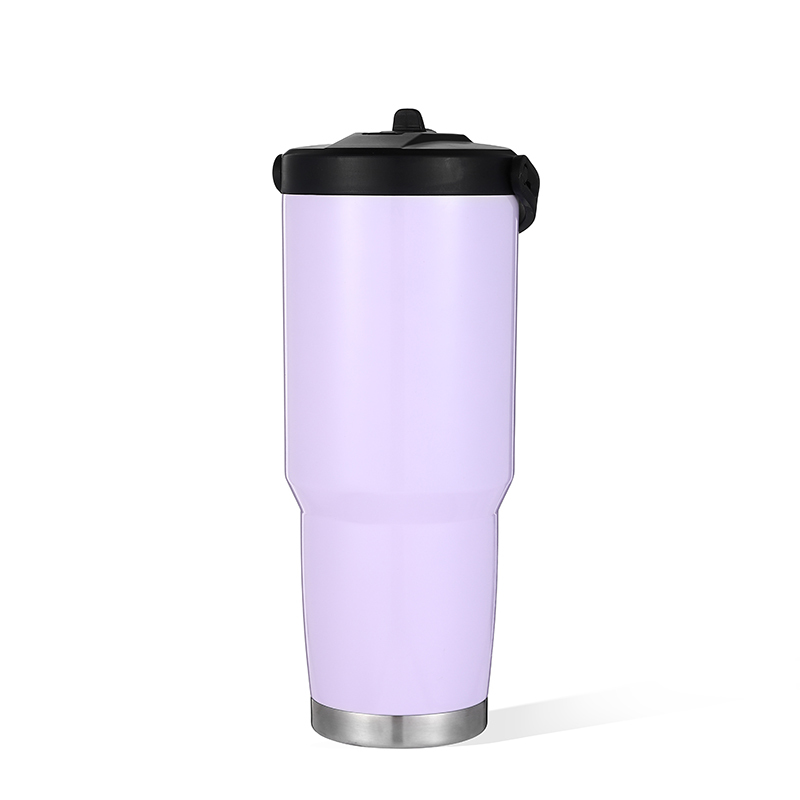 30oz ODM newly designed double wall stainless Insulated Vacuum bottle with Flip Straw