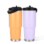 30oz ODM newly designed double wall stainless Insulated Vacuum bottle with Flip Straw