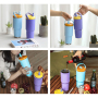 2022 New Design Portable Double Wall 304 Stainless Steel Insulated Thermal Vacuum Tumbler Mug Cup With Plastic Straw Handle