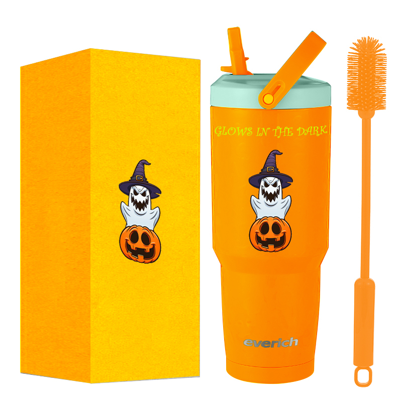 2022 New Design Portable Double Wall 304 Stainless Steel Insulated Thermal Vacuum Tumbler Mug Cup With Plastic Straw Handle