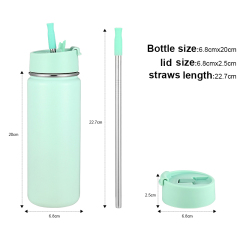 2023 BPA Free Wide Mouth Double walled 18/8 Stainless Steel Vacuum Flask Sport Insulated Water Bottle with 2 in 1 Straw Lid
