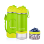 Bamboo Lid Handle Double Wall Stainless Steel Thermos Vacuum Insulated Sport Water Bottle with Tritan Snack Storage Bottom
