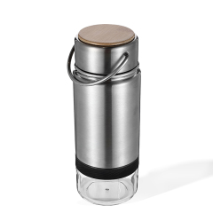 Bamboo Lid Handle Double Wall Stainless Steel Thermos Vacuum Insulated Sport Water Bottle with Tritan Snack Storage Bottom Bamboo Lid Handle Double Wall Stainless Steel Thermos Vacuum Insulated Sport Water Bottle with Tritan Snack Storage Bottom