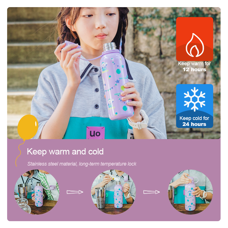 OEM Printing Cola Shape Student Double Stainless Steel Thermos Vaccumm Drinking insulated Water Bottle Sets for Kids School