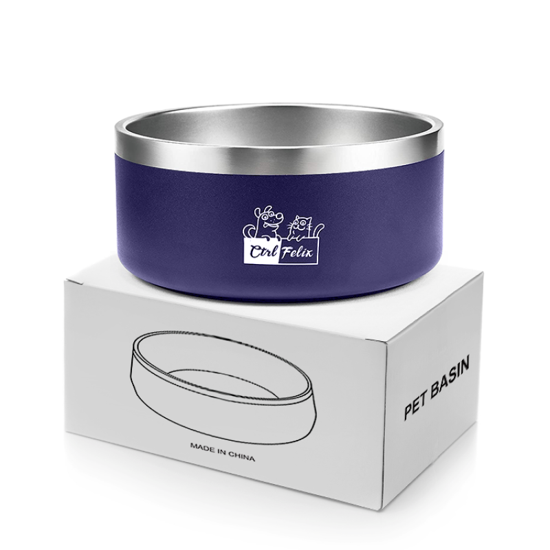 Custom laser logo stainless steel serving dog bowl Food and Water Non Slip Anti Skid Stackable Pet Puppy Dishes