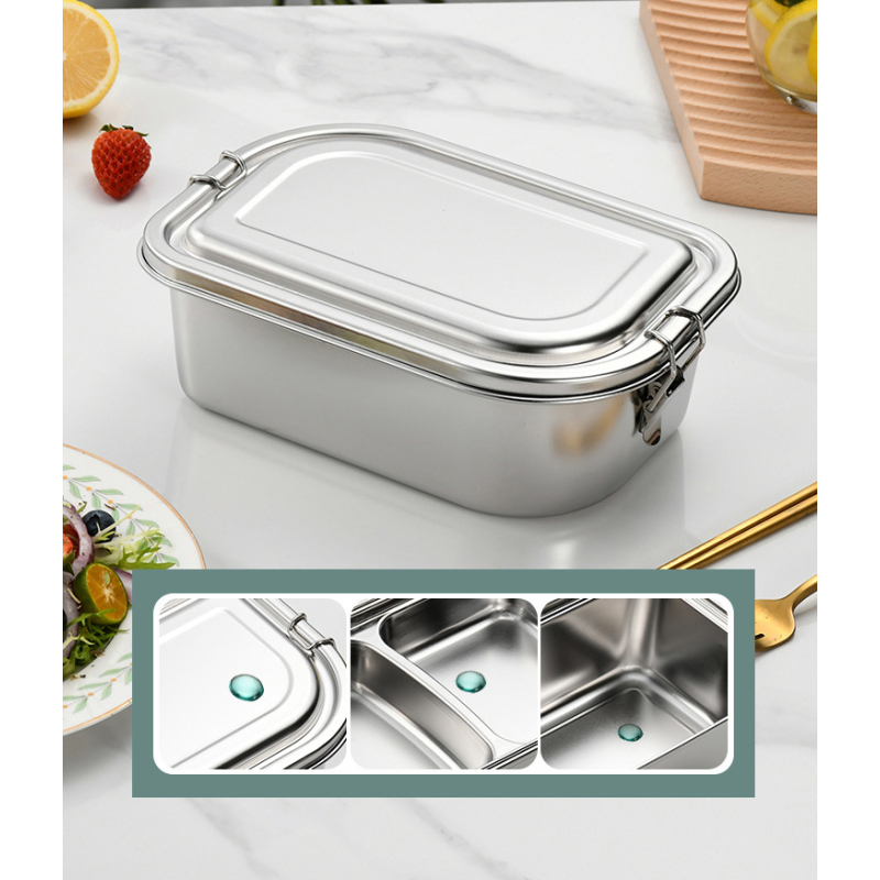 Leaf Design Sealed Leak Proof Big Capacity 1600ML Bento Box Food Container Two Compartments 304 Stainless Steel Bento Lunch Box