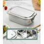 Leaf Design Sealed Leak Proof Big Capacity 1600ML Bento Box Food Container Two Compartments 304 Stainless Steel Bento Lunch Box