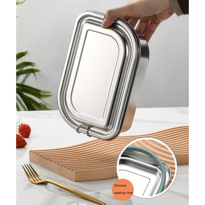 Leaf Design Sealed Leak Proof Big Capacity 1600ML Bento Box Food Container Two Compartments 304 Stainless Steel Bento Lunch Box