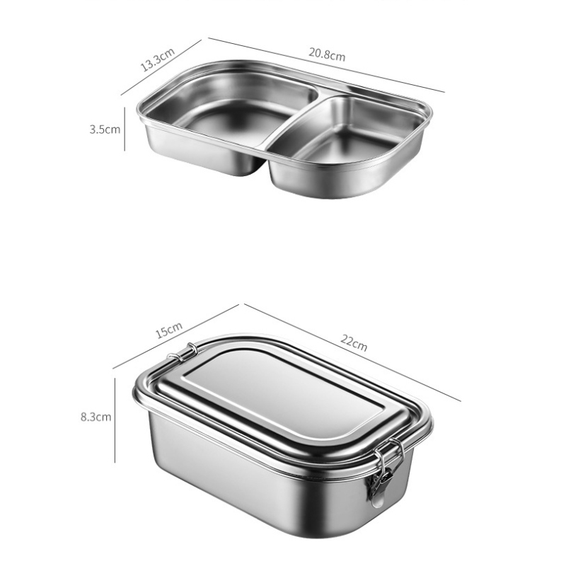 Leaf Design Sealed Leak Proof Big Capacity 1600ML Bento Box Food Container Two Compartments 304 Stainless Steel Bento Lunch Box
