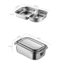 Leaf Design Sealed Leak Proof Big Capacity 1600ML Bento Box Food Container Two Compartments 304 Stainless Steel Bento Lunch Box