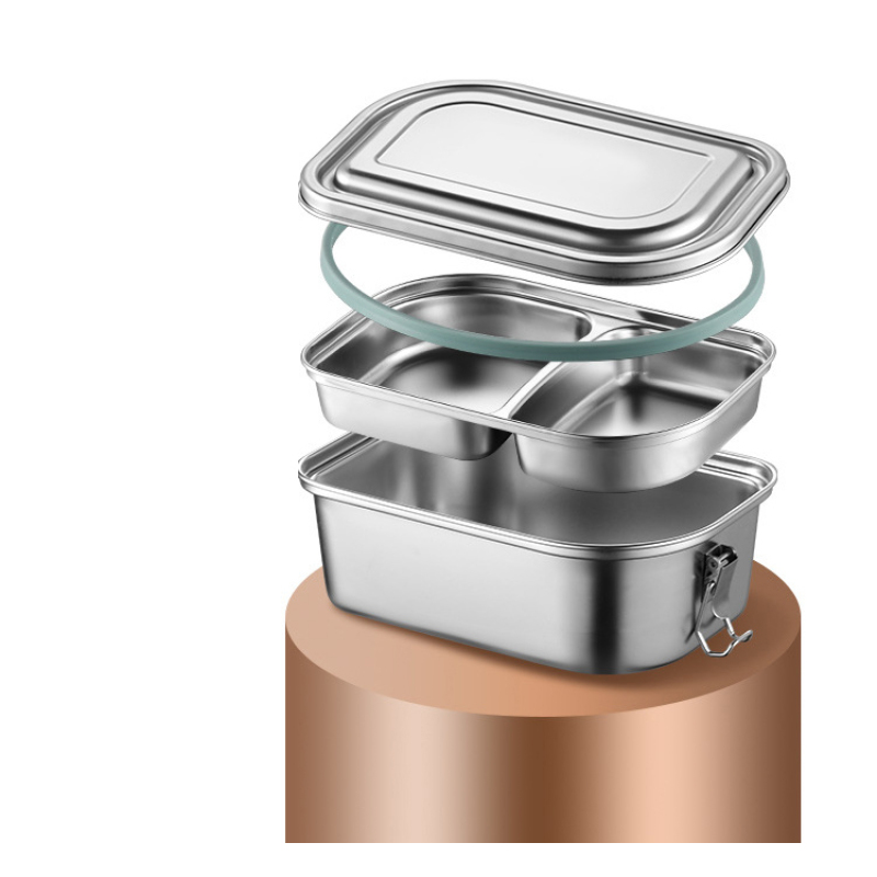 Leaf Design Sealed Leak Proof Big Capacity 1600ML Bento Box Food Container Two Compartments 304 Stainless Steel Bento Lunch Box